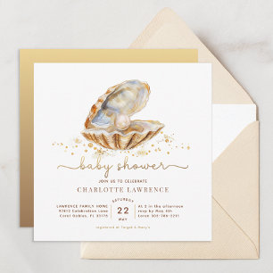 Watercolor-Ozean Little Pearl Baby Shower Einladung