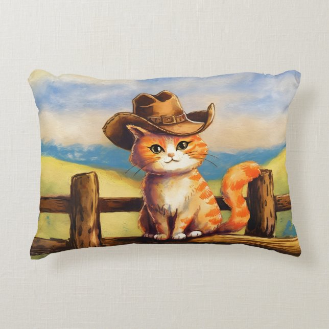 Watercolor Painted Cat Dad Dekokissen (Vorderseite)