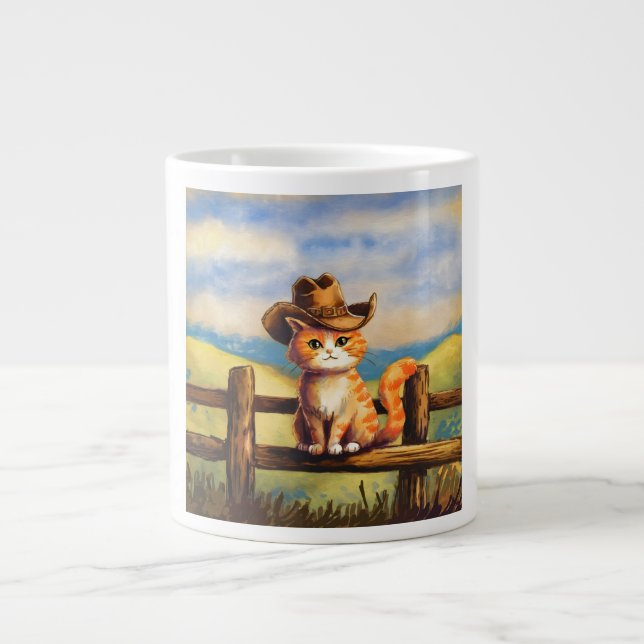 Watercolor Painted Cat Dad Jumbo-Tasse (Vorderseite)