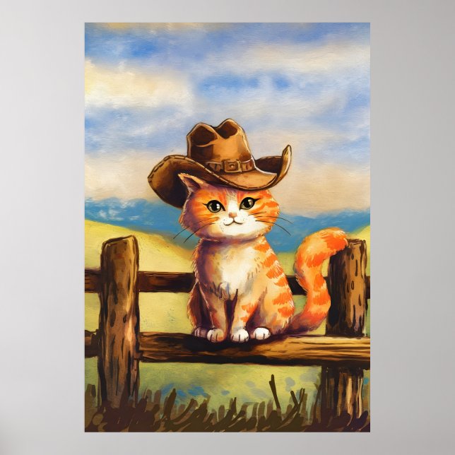 Watercolor Painted Cat Dad Poster (Vorne)