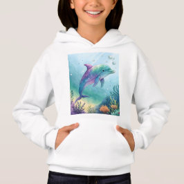 Watercolor painted dolphin hoodie