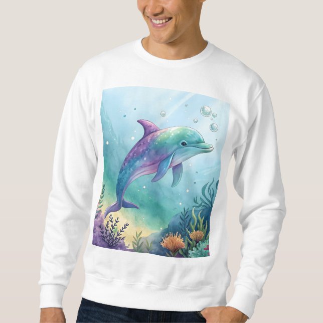 Watercolor painted dolphin sweatshirt (Vorderseite)