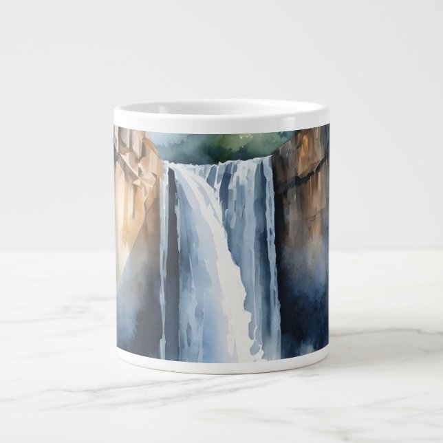 Watercolor painted waterfall Jumbo-Tasse (Vorderseite)