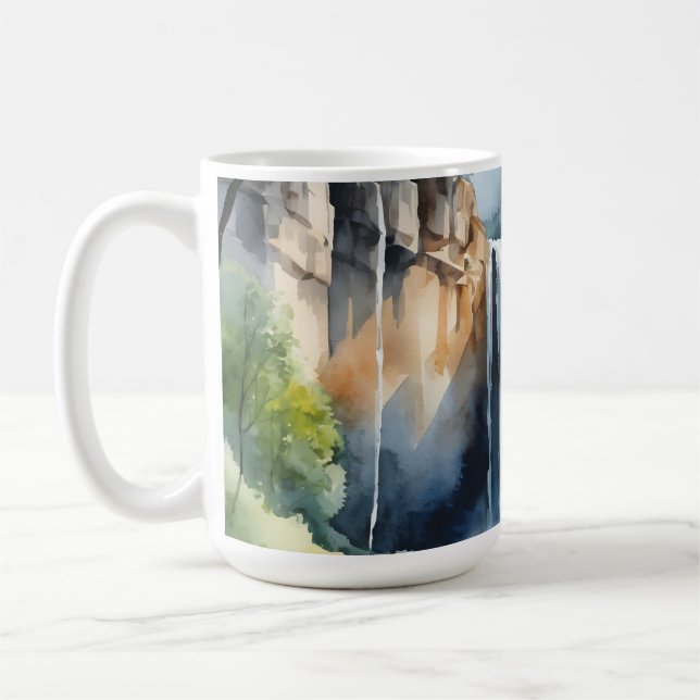 Watercolor painted waterfall kaffeetasse (Links)