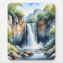 Watercolor painted waterfall mousepad