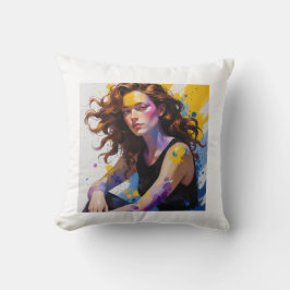 Watercolor painted woman kissen