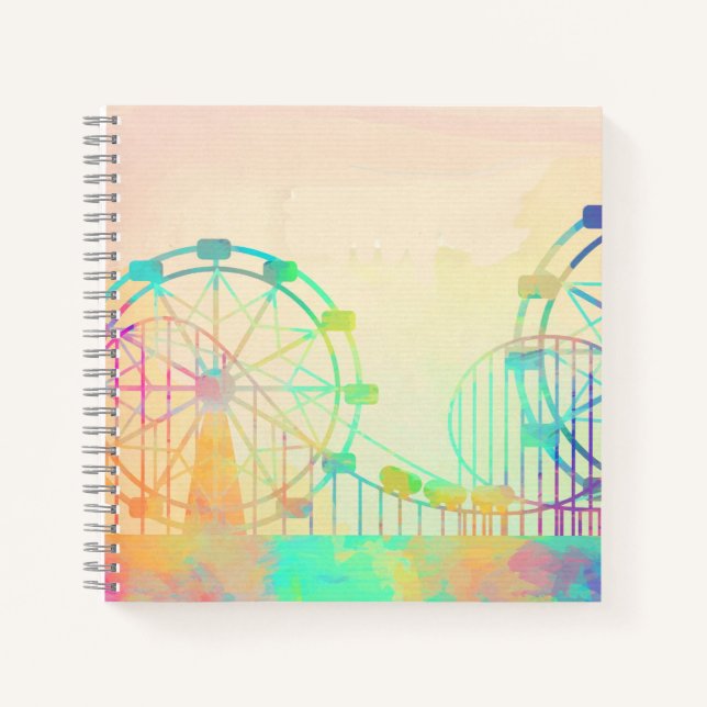 Watercolor Painting Ferris Wheel Fairground Art Notizbuch (Vorderseite)