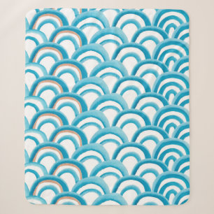 Watercolor painting seamless pattern with blue wav sherpadecke
