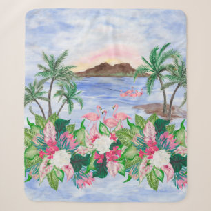 Watercolor painting seamless pattern with hawaiian sherpadecke