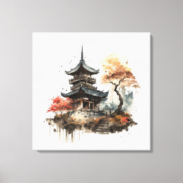Watercolor painting style of a japanese temple leinwanddruck