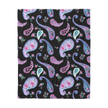 Watercolor Paisley Black Lavender Pink Blue