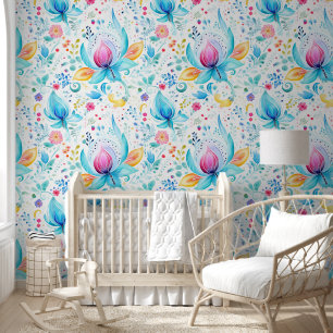 Watercolor Paisley Bloom Muster Tapete