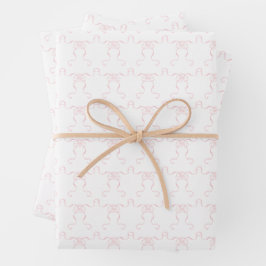 Watercolor Pale Pink Bows Geschenkpapier Set