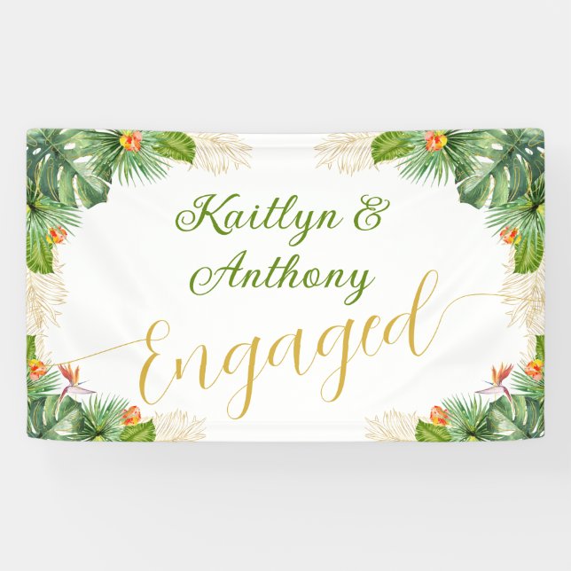 Watercolor Palm Floral Banner (Horizontal)