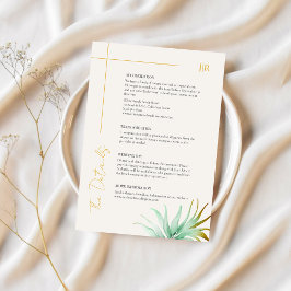 Watercolor Palm Gold Destination Wedding Detail Begleitkarte