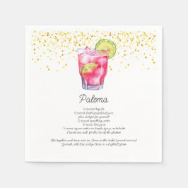 Watercolor Paloma Custom Drink Cocktail Recipe Serviette