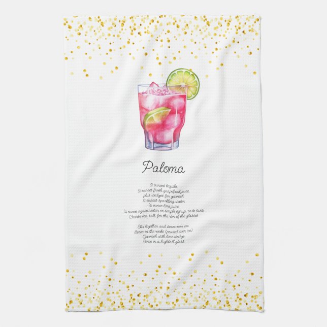 Watercolor Paloma Custom Drink Recipe Geschirrtuch (Vertikal)