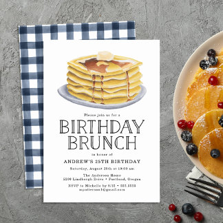 Watercolor Pancake Brunch Geburtstagsparty Einladung