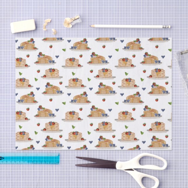 Watercolor Pancakes Berries Breakfast Brunch  Seidenpapier (Handwerk)