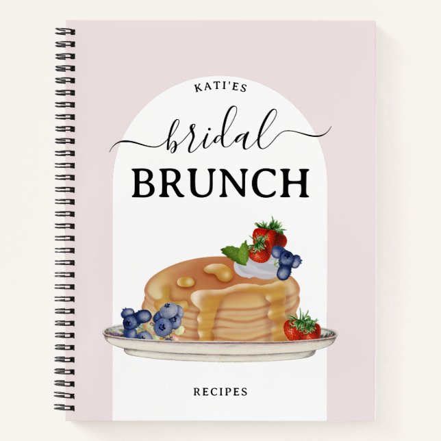 Watercolor Pancakes Bridal Shower Brunch Recipe Notizbuch (Vorderseite)