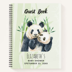 Watercolor Panda Bears Babydusche Gästebuch Notizbuch