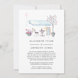 Watercolor Paris Café Reduzierte Liste der Hochzei Ankündigung