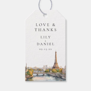 Watercolor Paris France Wedding Vielen Dank Geschenkanhänger