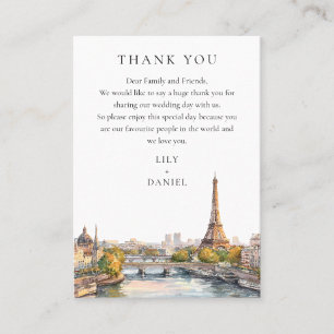 Watercolor Paris France Wedding Vielen Dank Platzkarte