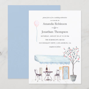 Watercolor Paris themed Wedding Einladung