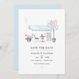 Watercolor Paris Wedding Foto Save The Date