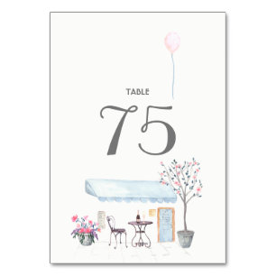 Watercolor Paris Wedding Tischnummer