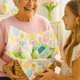 Watercolor Pastel Easter Eggs Tulip Pattern Seidenpapier