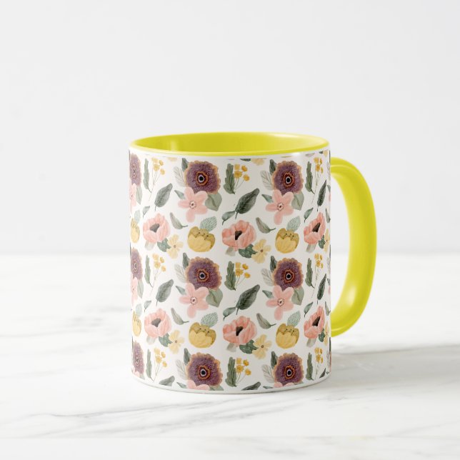 Watercolor Pastel Floral Seamless Pattern | Soft Tasse (VorderseiteRechts)