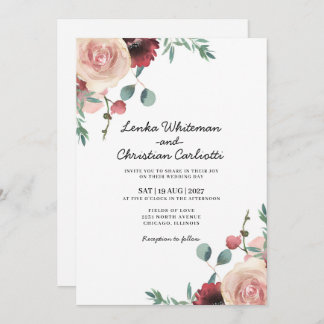 Watercolor Pastel Floral Wedding invitation Einladung