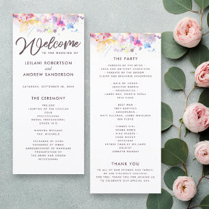 Watercolor Pastel Floral Wedding Program Programm
