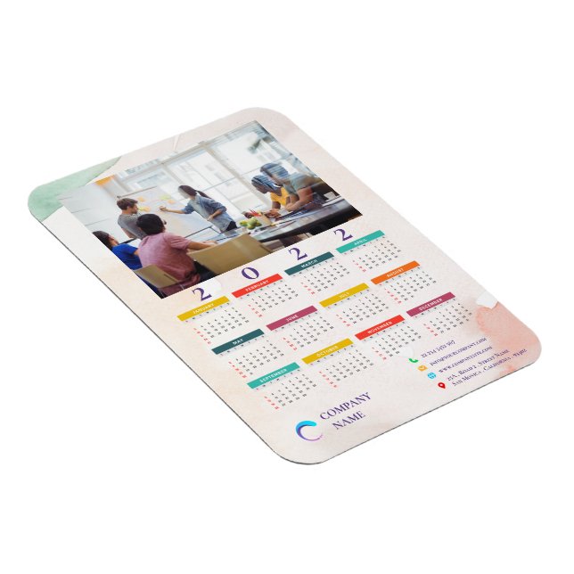 Watercolor Pastel Foto Company Logo 2022 Calendar Magnet (Rechte Seite)