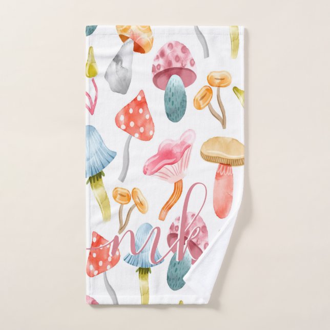  Watercolor Pastel Mushrooms Badhandtuch Set (Handtuch)