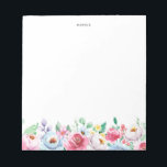 Watercolor Pastel Pink and Blue Peonies Garland Notizblock<br><div class="desc">Spring theme floral notepad featuring watercolor illustrations of pastel pink and blue peonies floral garland. This colorful pastel pastel floral notepad will be perfekt as personalized gift. Personalize by adding a name or short satz.</div>
