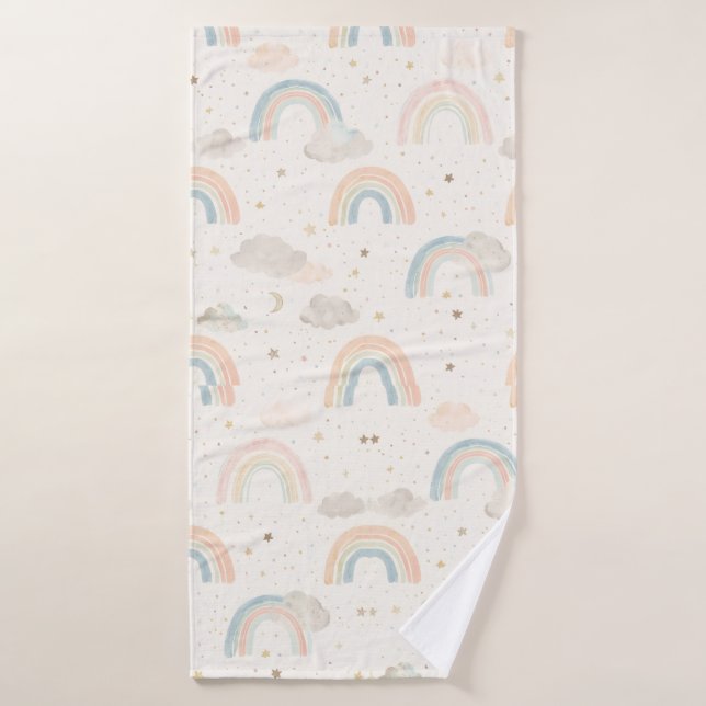 Watercolor Pastel Rainbow Baby Hooded Towel Badehandtuch (Badehandtuch)
