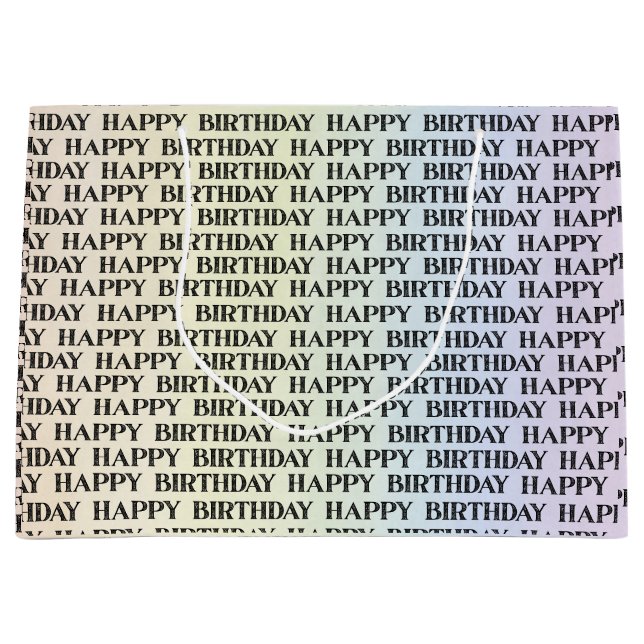 Watercolor Pastel Rainbow Happy Birthday Große Geschenktüte (Vorderseite)