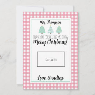 Watercolor Pastel Tree Teacher Weihnachtsgeschenkk Dankeskarte