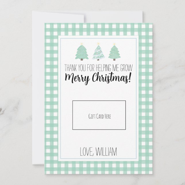 Watercolor Pastel Tree Teacher Weihnachtsgeschenkk Dankeskarte (Vorderseite)