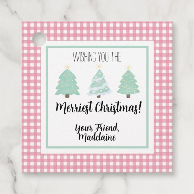 Watercolor Pastel Tree Teacher Weihnachtsgeschenkk Geschenkanhänger (Vorderseite)