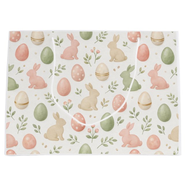 Watercolor-Pastell-Hasen & Osterei-Geschenktüte Große Geschenktüte (Vorderseite)