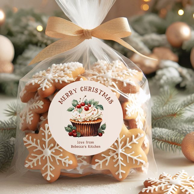 Watercolor Pastry Merry Christmas Small Business Runder Aufkleber (Von Creator hochgeladen)