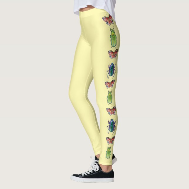  Watercolor pattern of beetles and butterflies Leggings (Links)