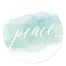 Watercolor Peace Holiday Classic Round Sticker