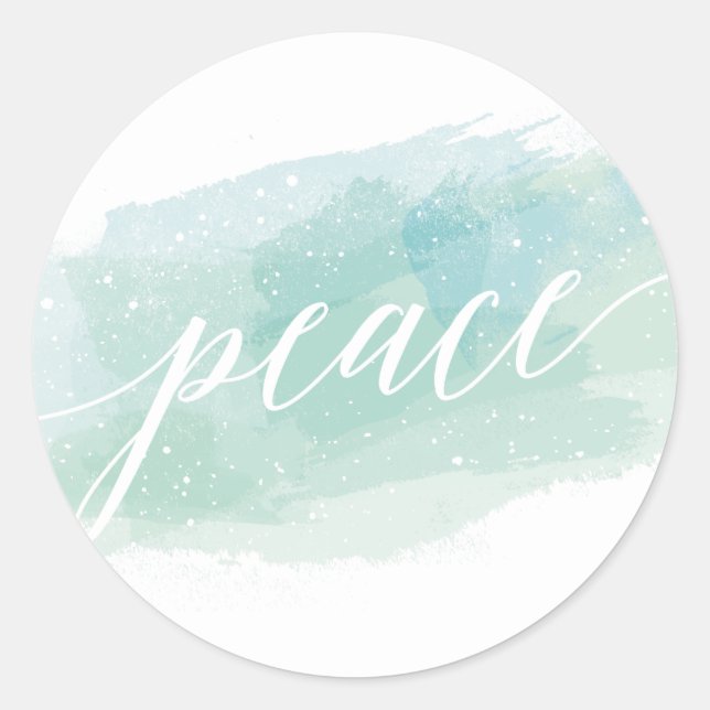Watercolor Peace Holiday Classic Round Sticker (Vorderseite)