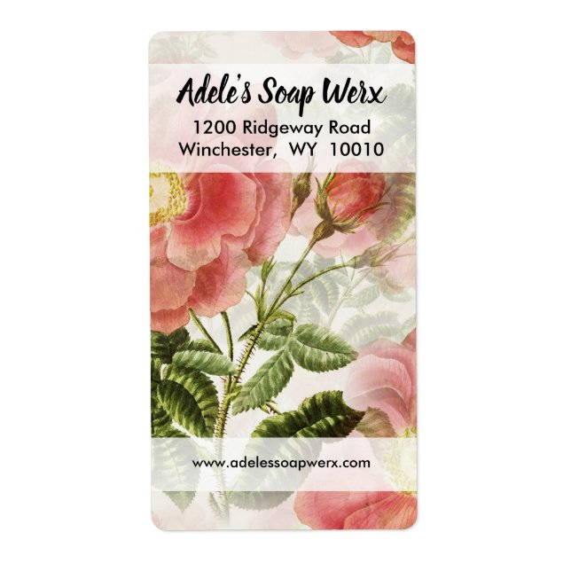 Watercolor Peach Roses Product Shipping Label (Vorne)