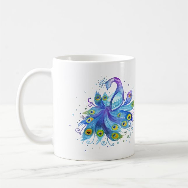 Watercolor peacock kaffeetasse (Links)